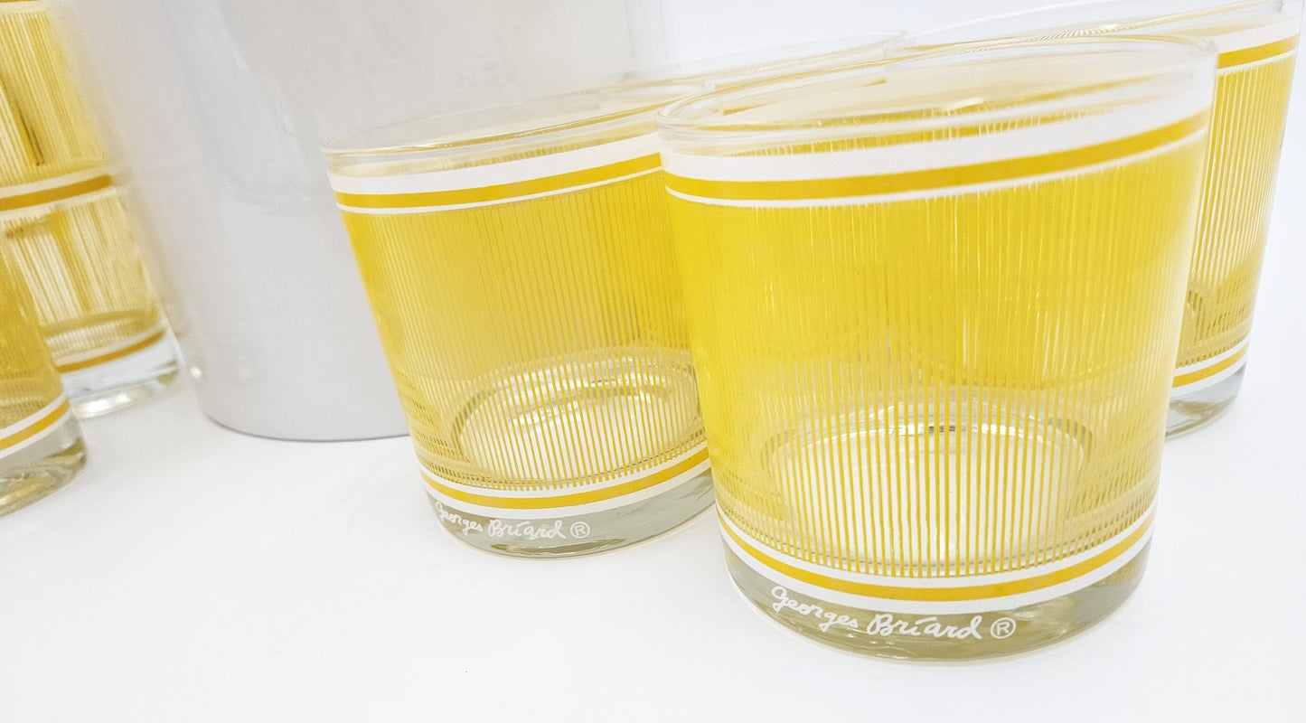 Georges Briard Serveware Georges Briard Yellow & White Icicles Barware Set