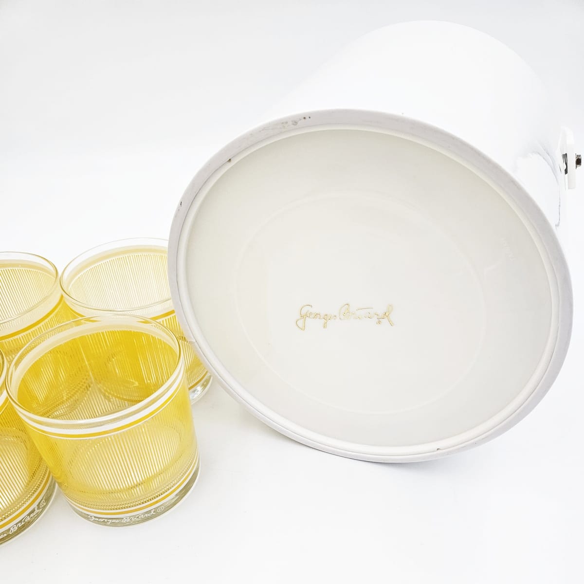 Georges Briard Serveware Georges Briard Yellow &amp; White Icicles Barware Set