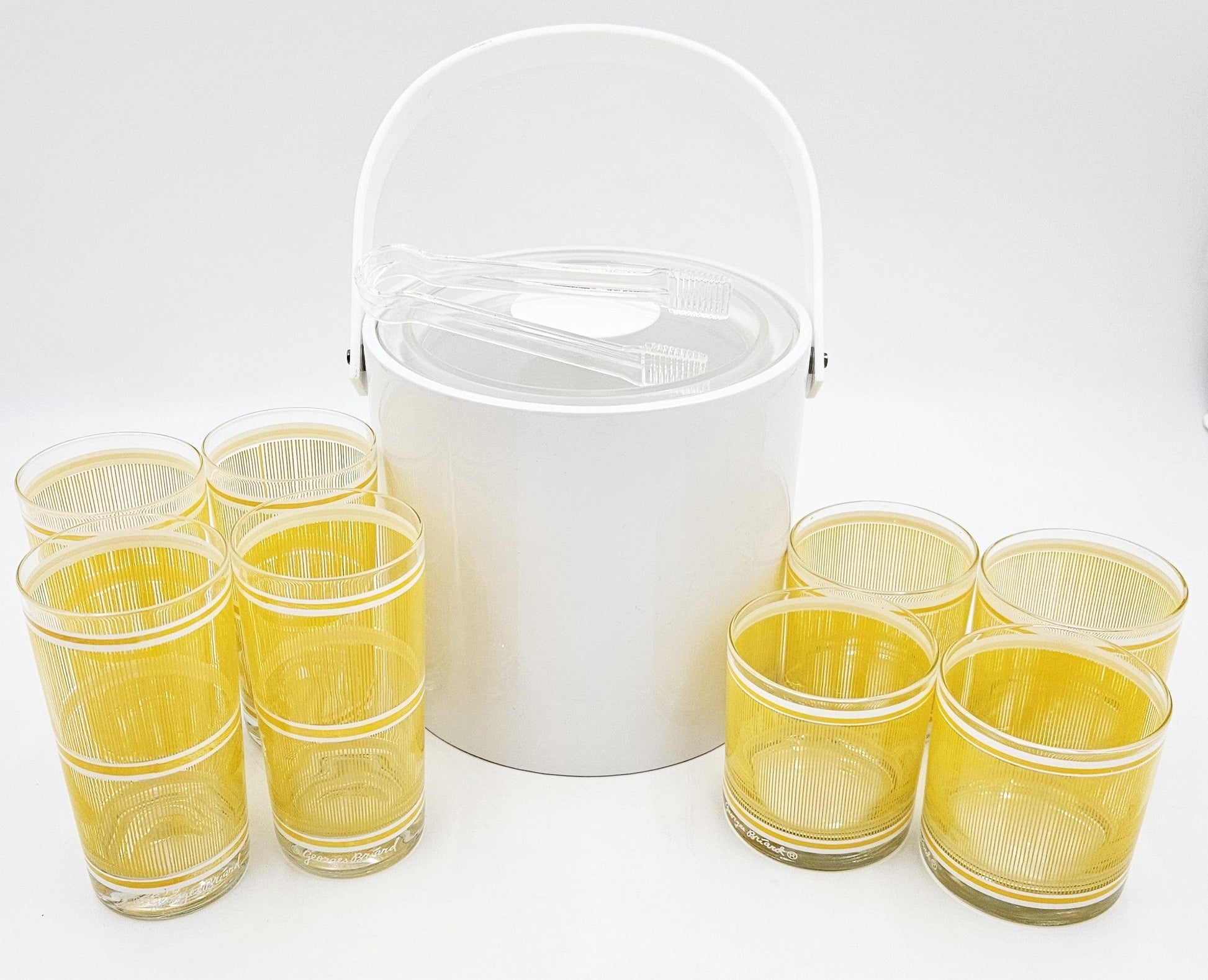 Georges Briard Serveware Georges Briard Yellow & White Icicles Barware Set