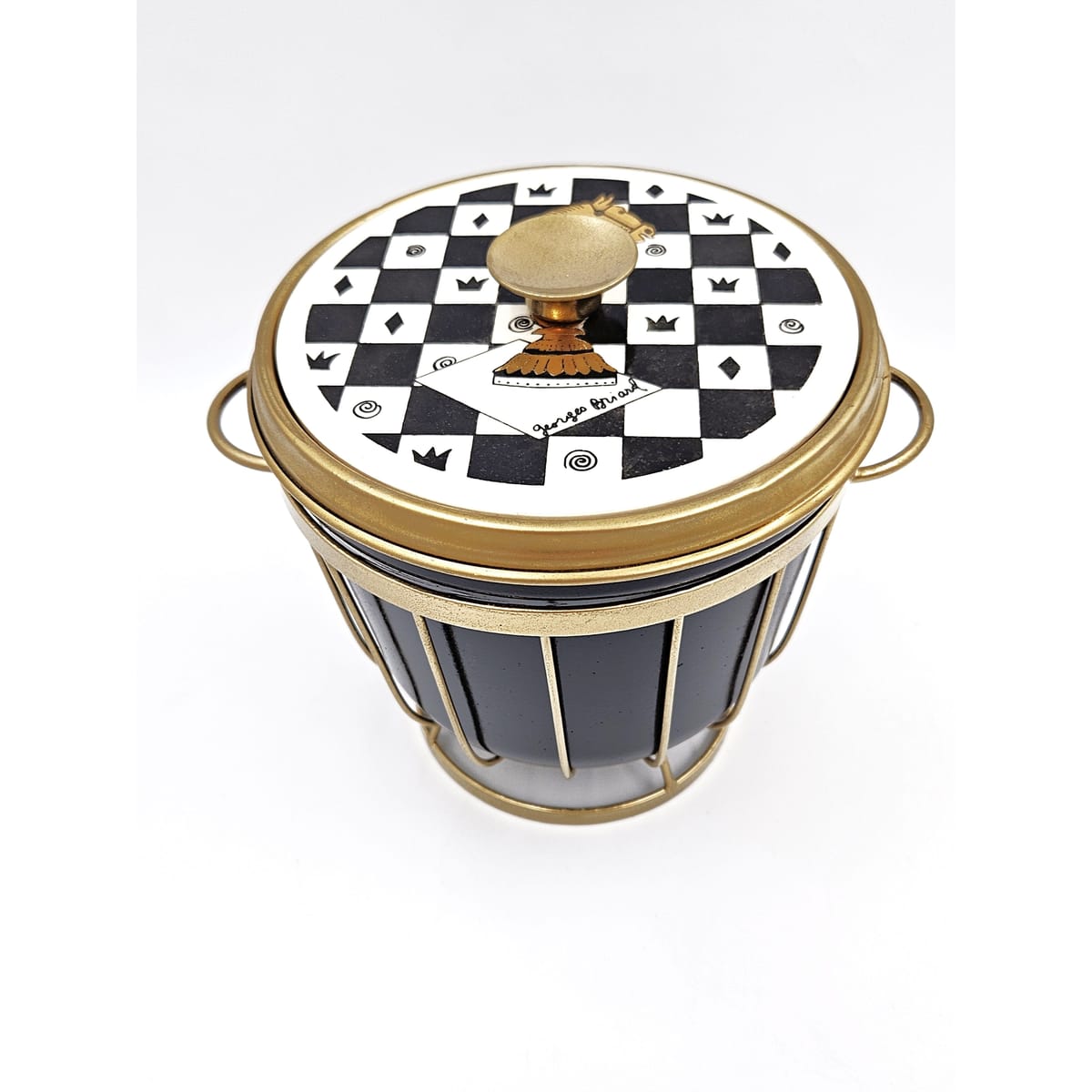 Georges Briard Serveware RARE Georges Briard Fire King Chess Knight Italian Ceramic Ice Bucket Set 1960s