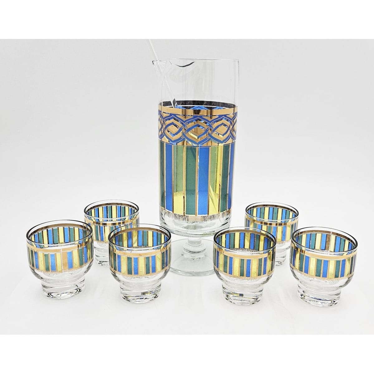Georges Briard Serveware Rare Georges Briard Martini Pitcher &amp; Glasses Barware Set 1960s