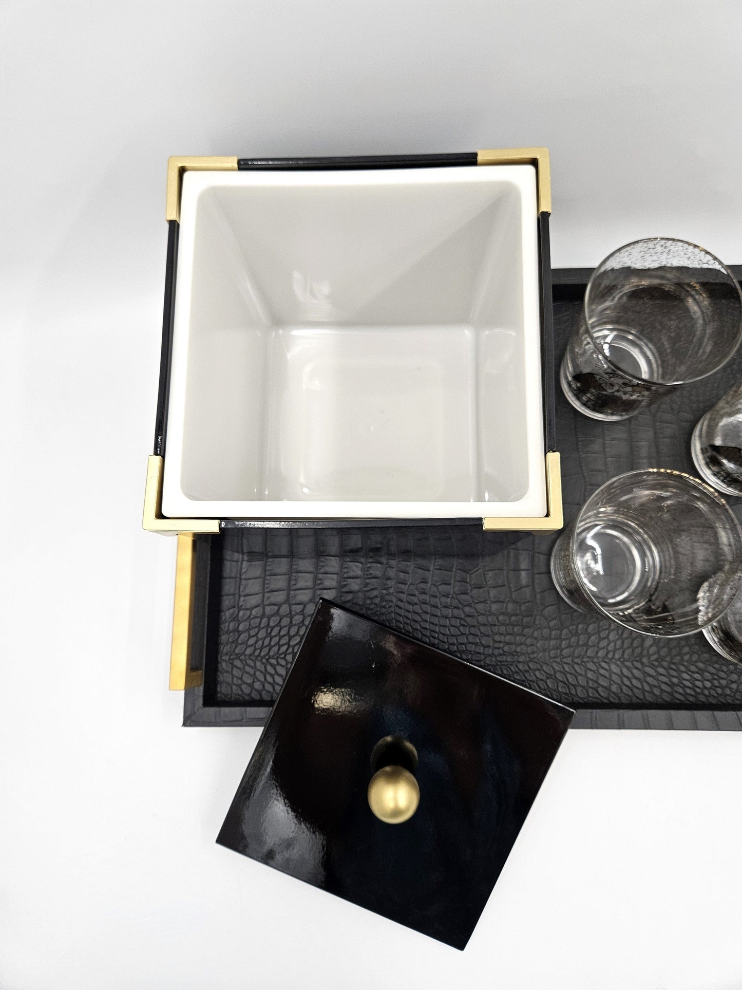 Georges Briard Serveware RARE Georges Briard Pax Vobiscum DOF Glasses Ice Bucket Tray Set 1950/60s