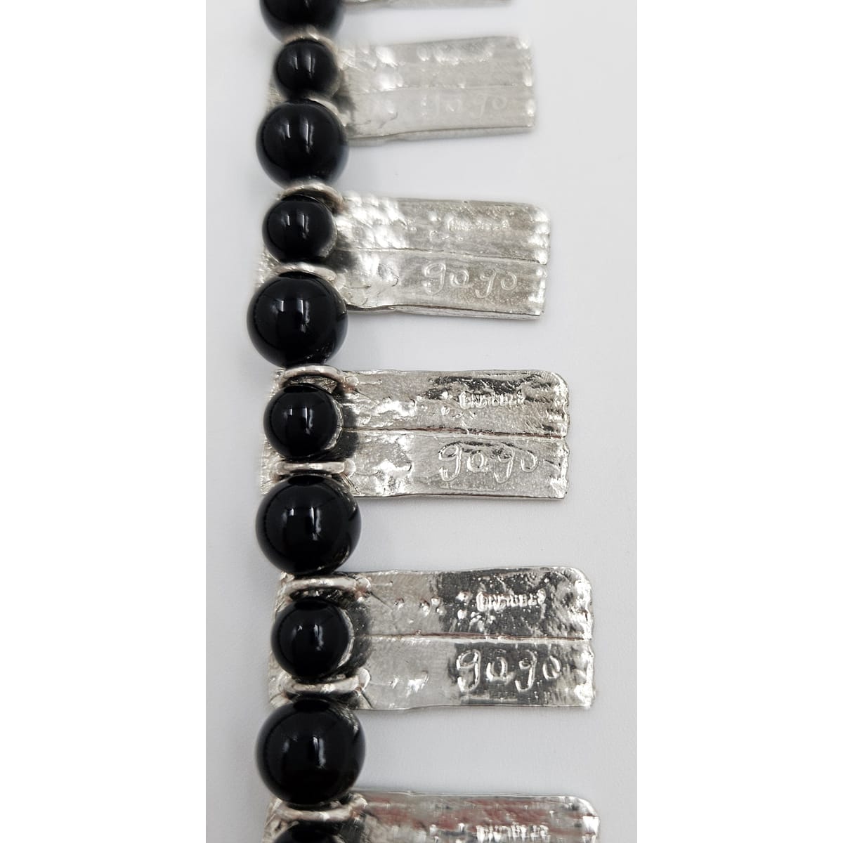 GoGo Jewelry Company Jewelry Superb GoGo Sterling Silver &amp; Onyx Beads Armadillo Shell Statement Necklace