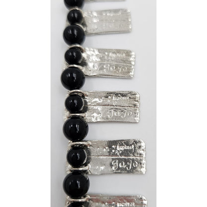 GoGo Jewelry Company Jewelry Superb GoGo Sterling Silver &amp; Onyx Beads Armadillo Shell Statement Necklace