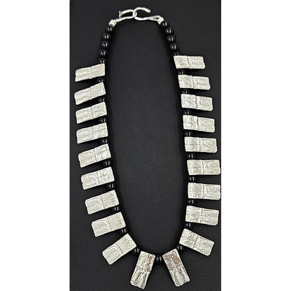 GoGo Jewelry Company Jewelry Superb GoGo Sterling Silver &amp; Onyx Beads Armadillo Shell Statement Necklace
