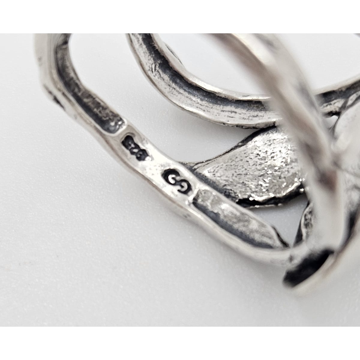 Golan Goldex Jewelry Golan Goldex Bold Abstract Modernist Brutalist Sterling Cocktail Ring