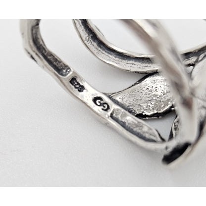 Golan Goldex Jewelry Golan Goldex Bold Abstract Modernist Brutalist Sterling Cocktail Ring