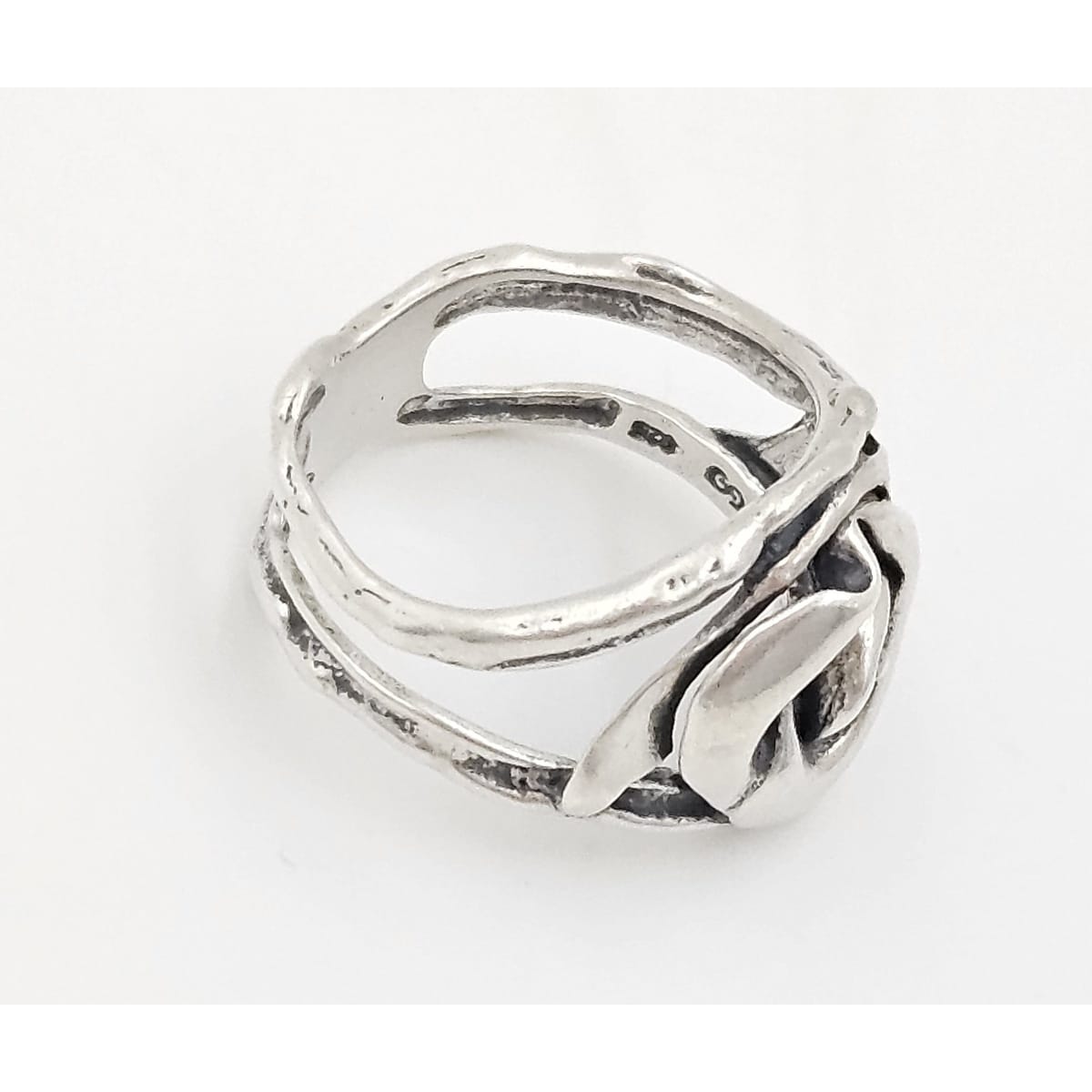 Golan Goldex Jewelry Golan Goldex Bold Abstract Modernist Brutalist Sterling Cocktail Ring