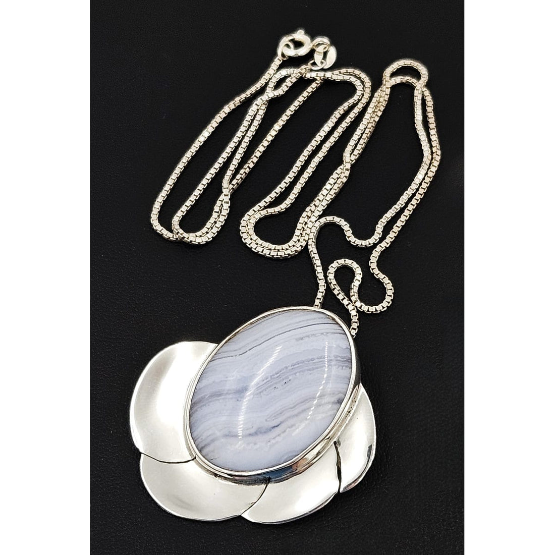 Gunn Trigere Denmark Jewelry Gunn Trigère Sterling &amp; Agate Scandinavian Modernist Flower Necklace 1960s