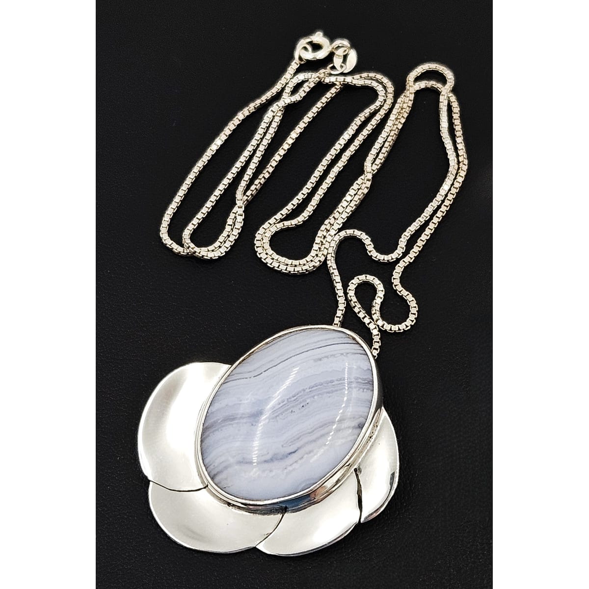 Gunn Trigere Denmark Jewelry Gunn Trigère Sterling &amp; Agate Scandinavian Modernist Flower Necklace 1960s