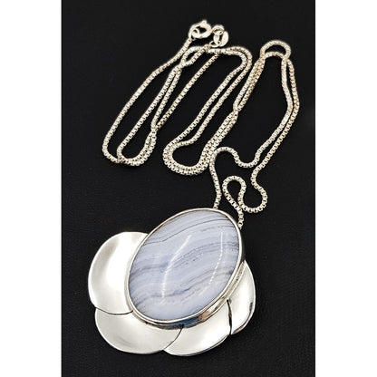 Gunn Trigere Denmark Jewelry Gunn Trigère Sterling &amp; Agate Scandinavian Modernist Flower Necklace 1960s