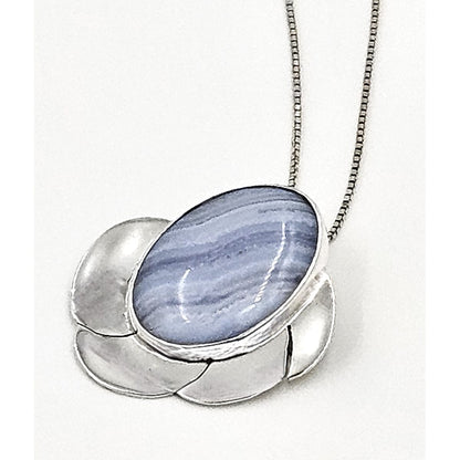 Gunn Trigere Denmark Jewelry Gunn Trigère Sterling &amp; Agate Scandinavian Modernist Flower Necklace 1960s