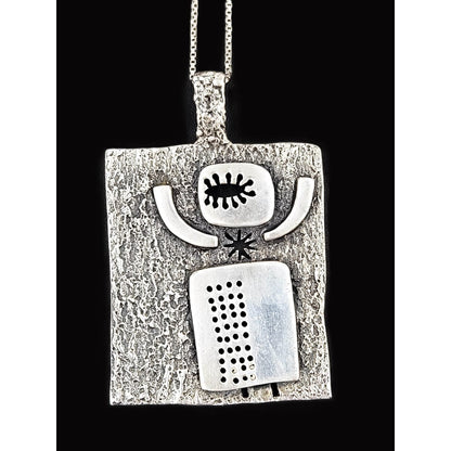 Guy Vidal Jewelry Superb Designer Guy Vidal Abstract Modernist HUGE Pendant on Sterling Chain