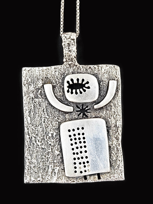 Guy Vidal Jewelry Superb Designer Guy Vidal Abstract Modernist HUGE Pendant on Sterling Chain