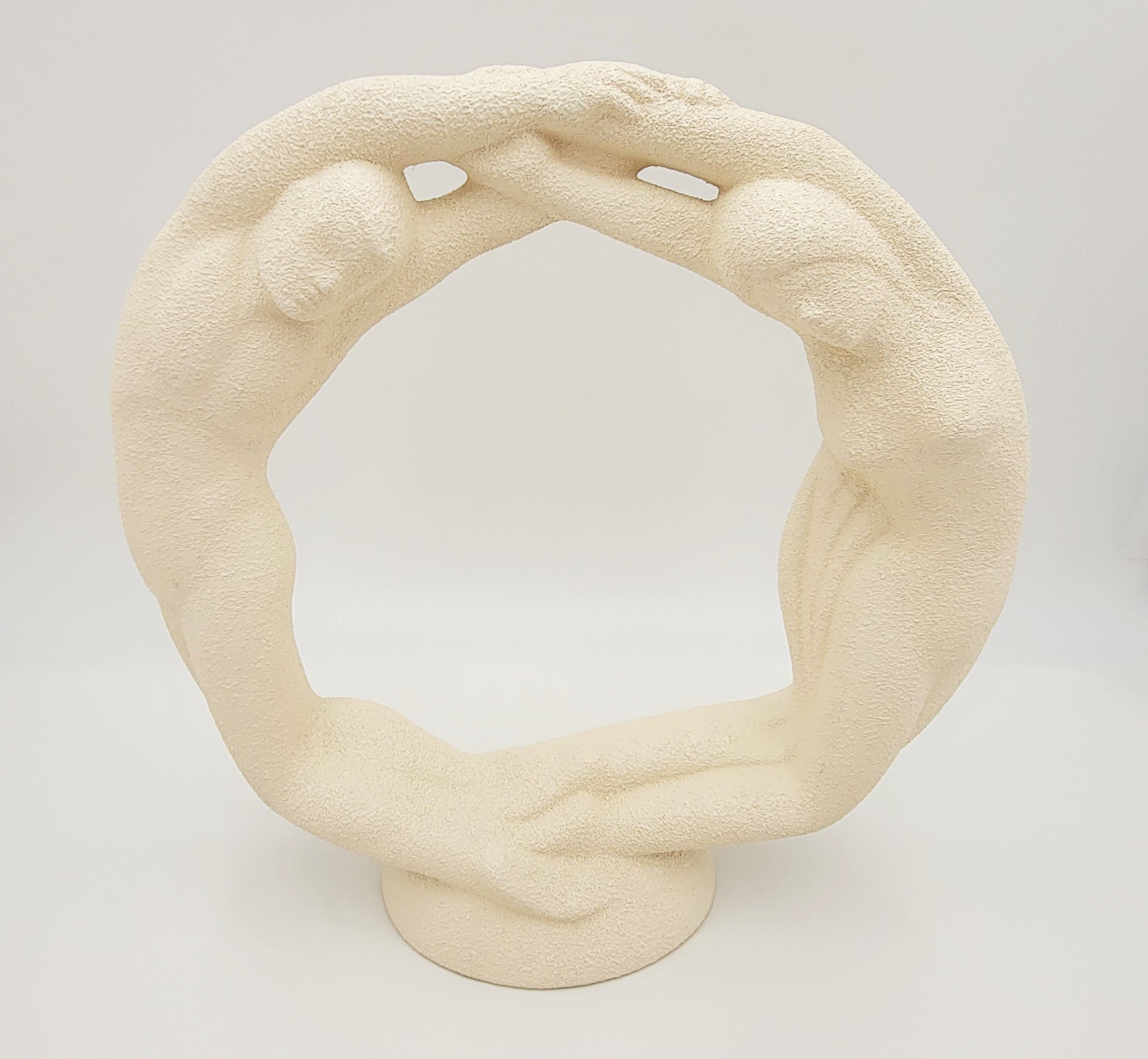 Haeger Sculpture Haeger Circle of Love Couple Textured Ivory Ceramic Sculpture 1980s