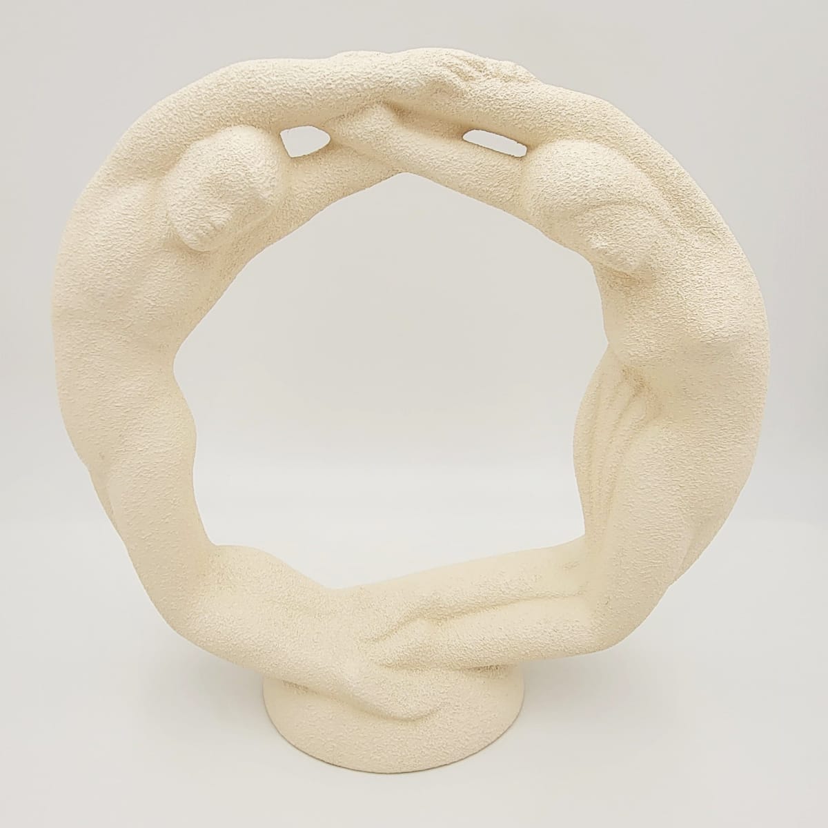 Haeger Sculpture Haeger Circle of Love Couple Textured Ivory Ceramic Sculpture 1980s