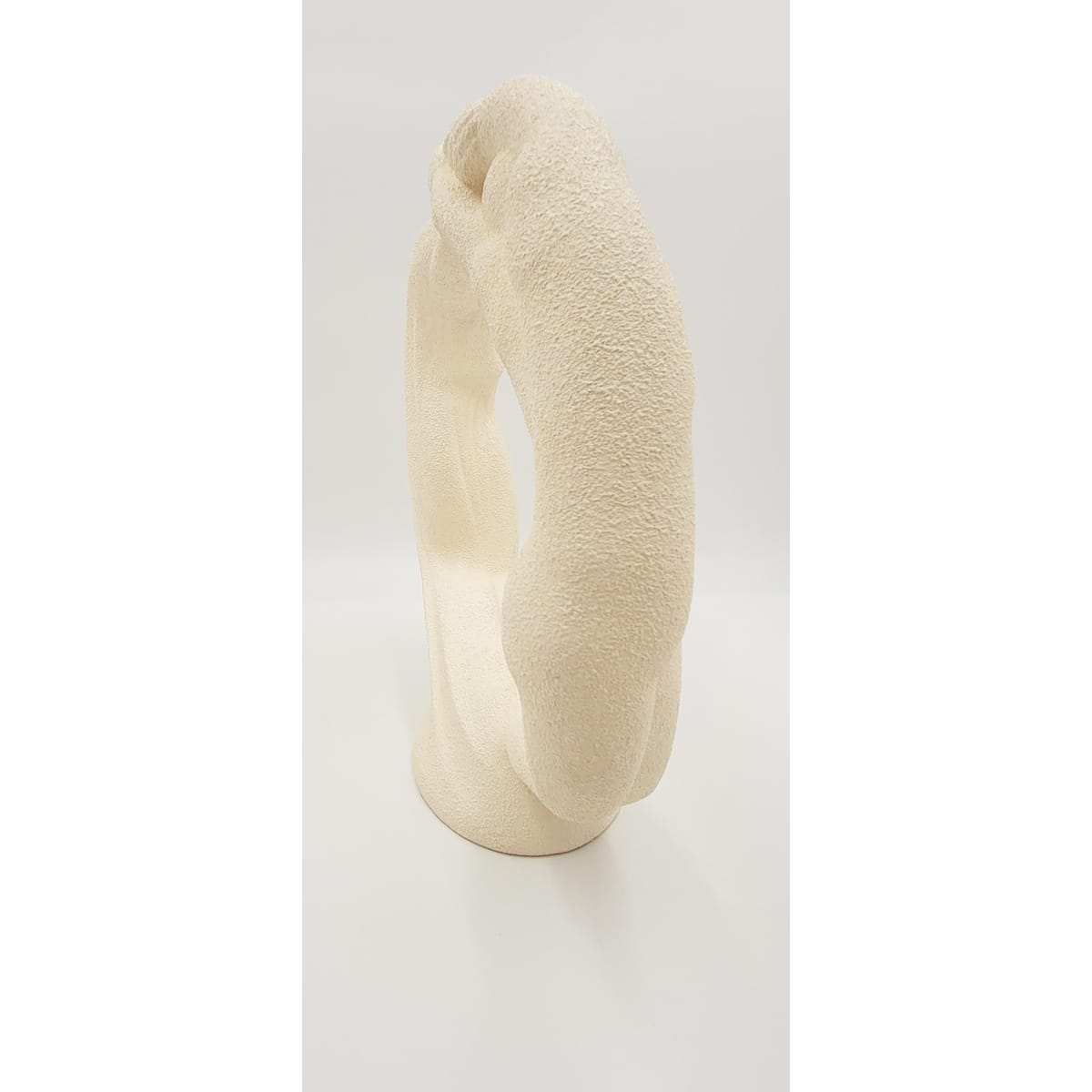 Haeger Sculpture Haeger Circle of Love Couple Textured Ivory Ceramic Sculpture 1980s
