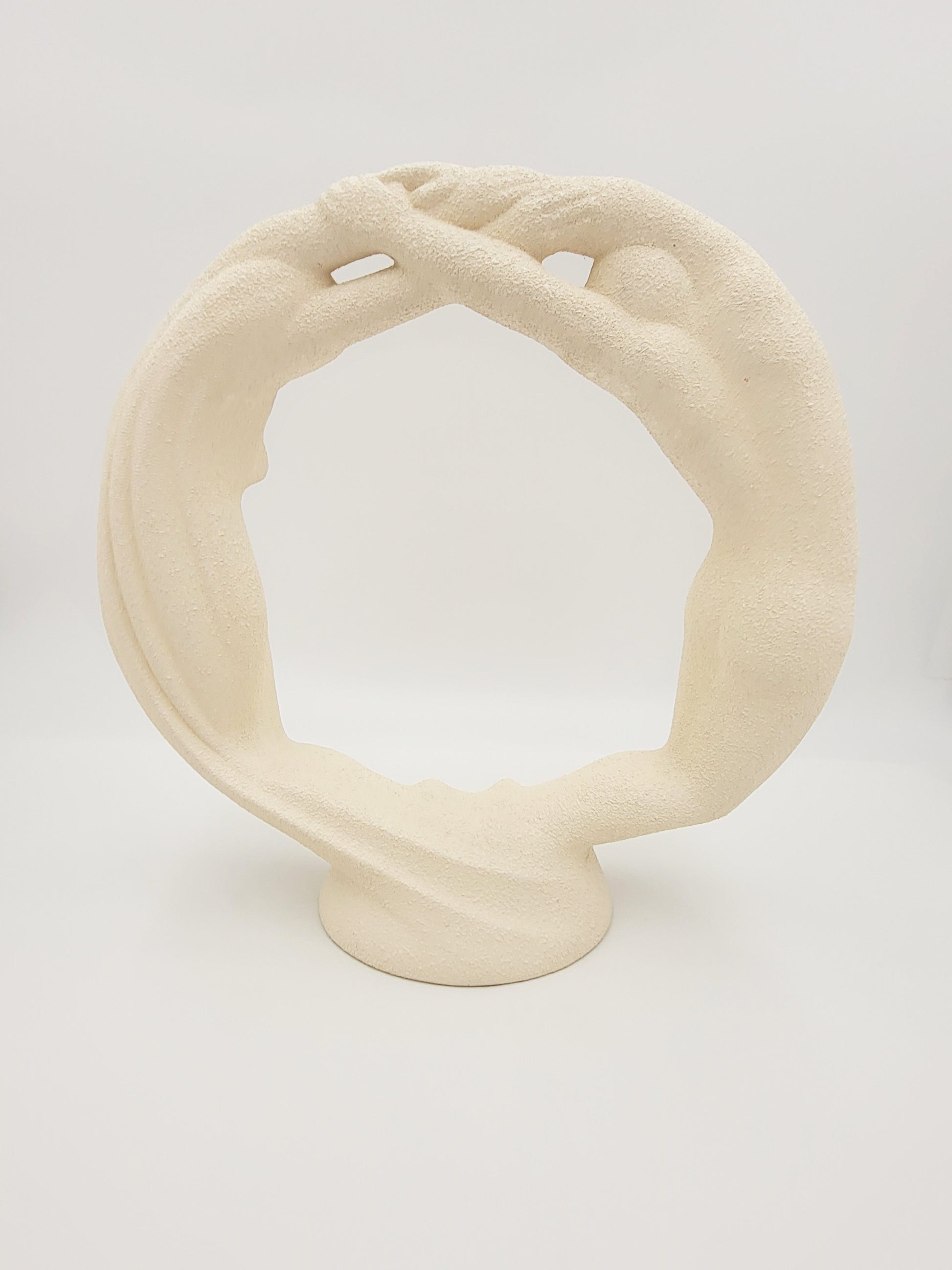 Haeger Sculpture Haeger Circle of Love Couple Textured Ivory Ceramic Sculpture 1980s