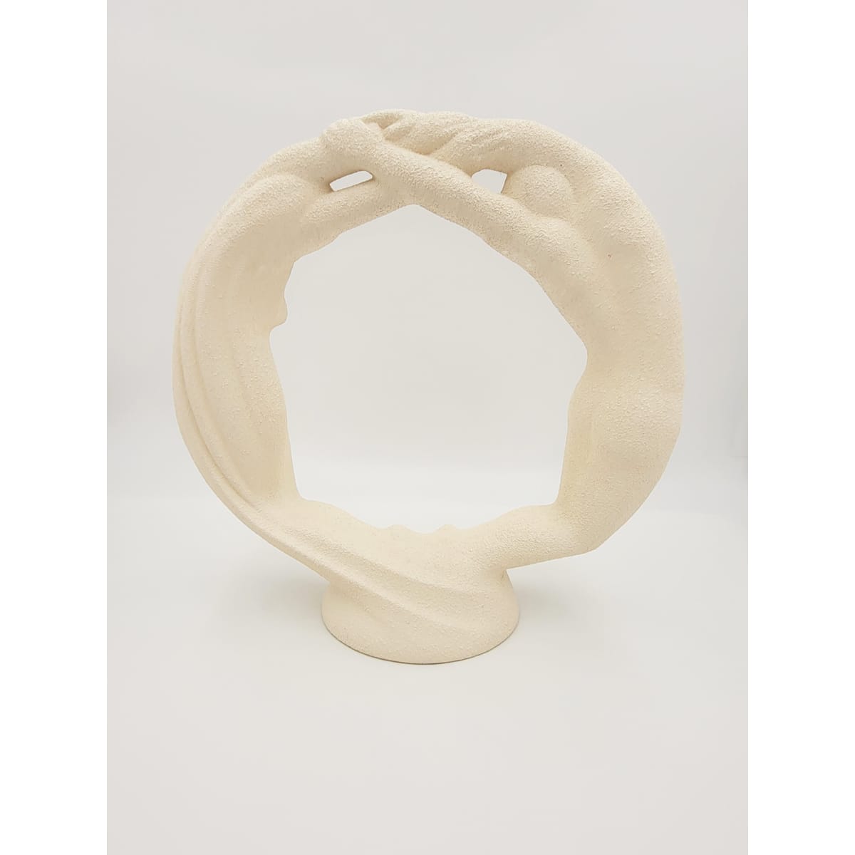 Haeger Sculpture Haeger Circle of Love Couple Textured Ivory Ceramic Sculpture 1980s