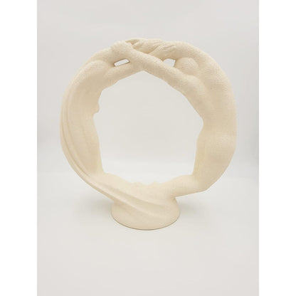 Haeger Sculpture Haeger Circle of Love Couple Textured Ivory Ceramic Sculpture 1980s