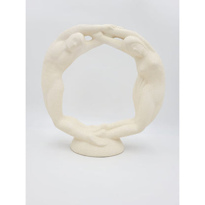 Haeger Sculpture Haeger Circle of Love Couple Textured Ivory Ceramic Sculpture 1980s
