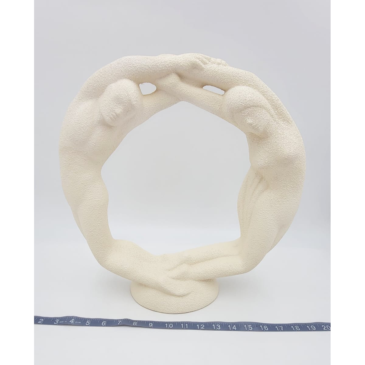 Haeger Sculpture Haeger Circle of Love Couple Textured Ivory Ceramic Sculpture 1980s