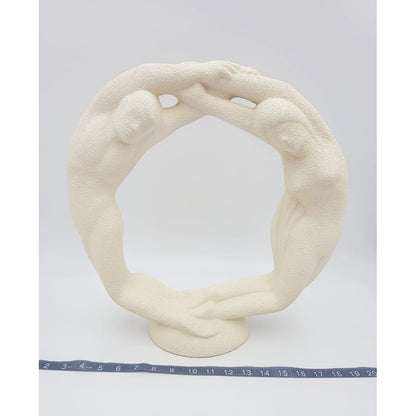 Haeger Sculpture Haeger Circle of Love Couple Textured Ivory Ceramic Sculpture 1980s