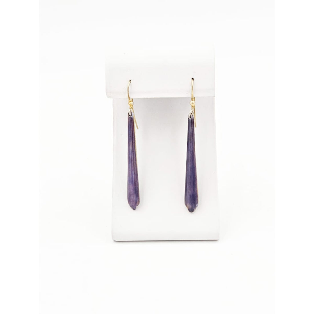 HAN Jewelry Vintage Sterling &amp; Deep Purple Guilloche Enamel Drop Dangle Earrings Circa 1950&