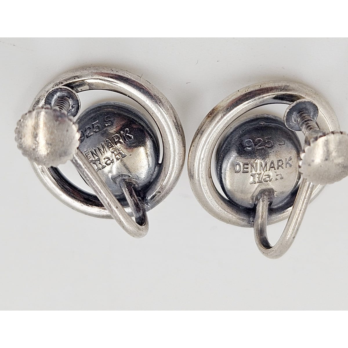 Hans Hansen Jewelry Denmark Designer Hans Hansen Sterling Modernist Earrings 1930-40&