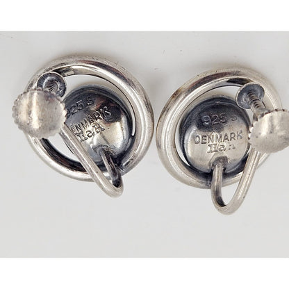 Hans Hansen Jewelry Denmark Designer Hans Hansen Sterling Modernist Earrings 1930-40&