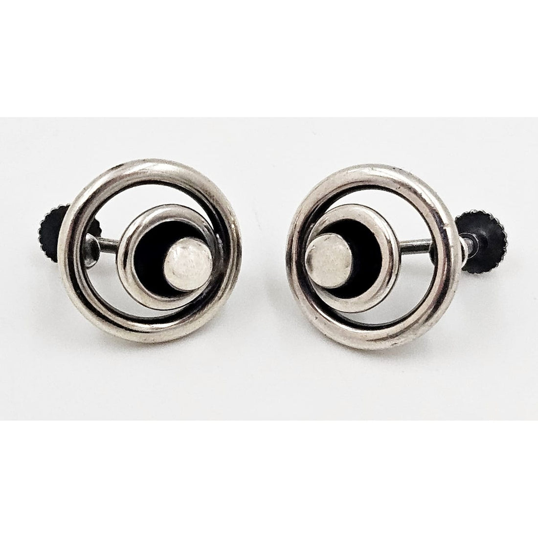 Hans Hansen Jewelry Denmark Designer Hans Hansen Sterling Modernist Earrings 1930-40&