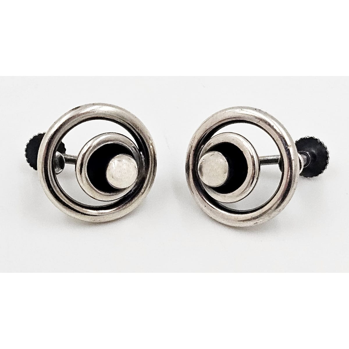 Hans Hansen Jewelry Denmark Designer Hans Hansen Sterling Modernist Earrings 1930-40&