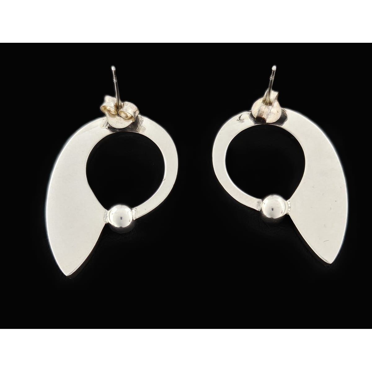 Hans Hansen Jewelry Denmark Designer Hans Hansen Sterling Modernist Earrings 1970&