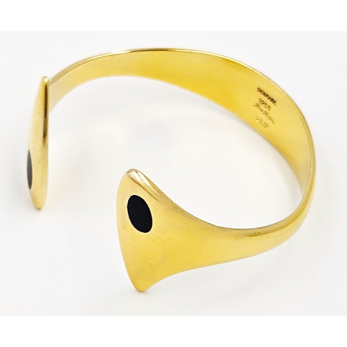 Hans Hansen Jewelry Rare Hans Hansen Denmark Gilt Sterling Black Enamel Modernist Bracelet 1960s