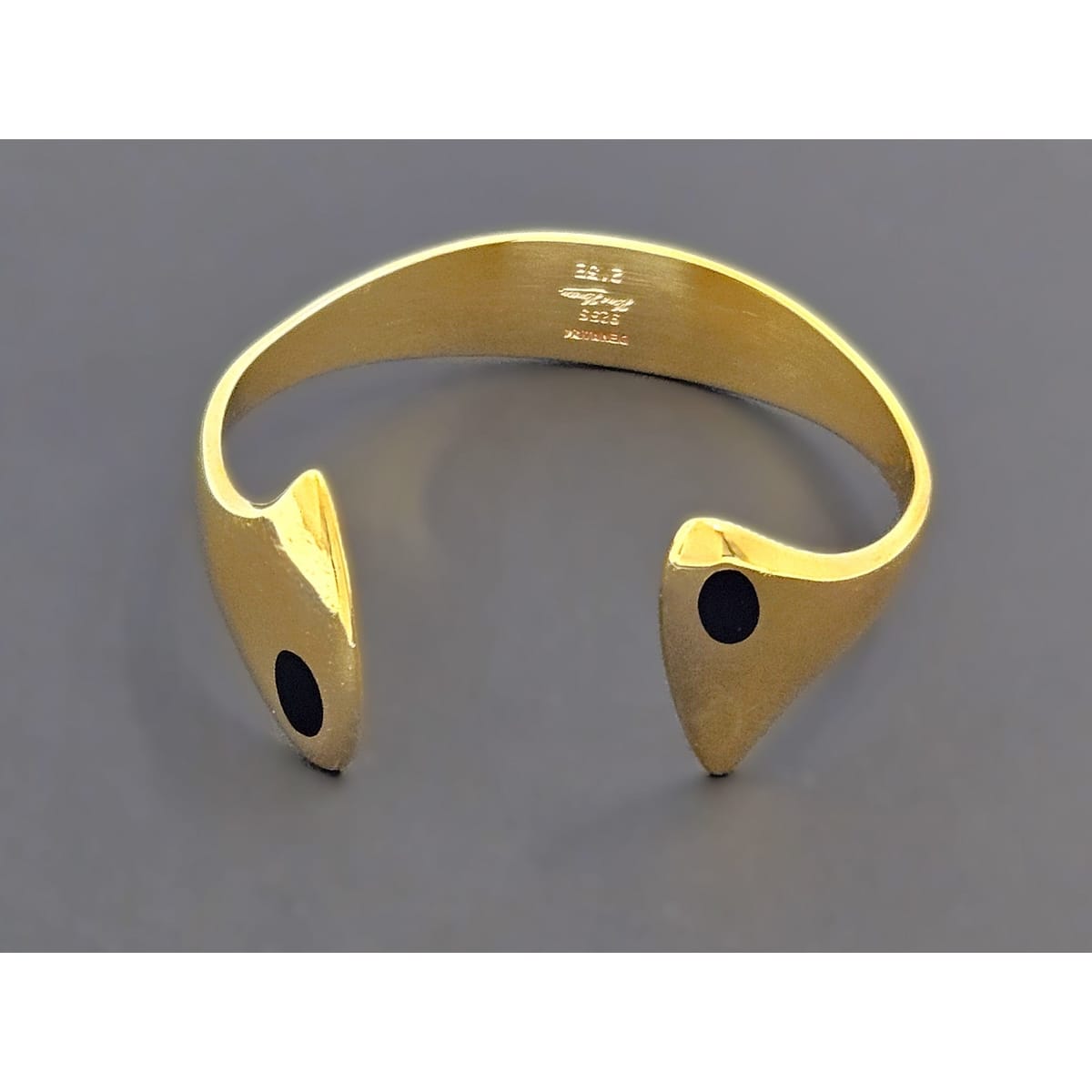 Hans Hansen Jewelry Rare Hans Hansen Denmark Gilt Sterling Black Enamel Modernist Bracelet 1960s