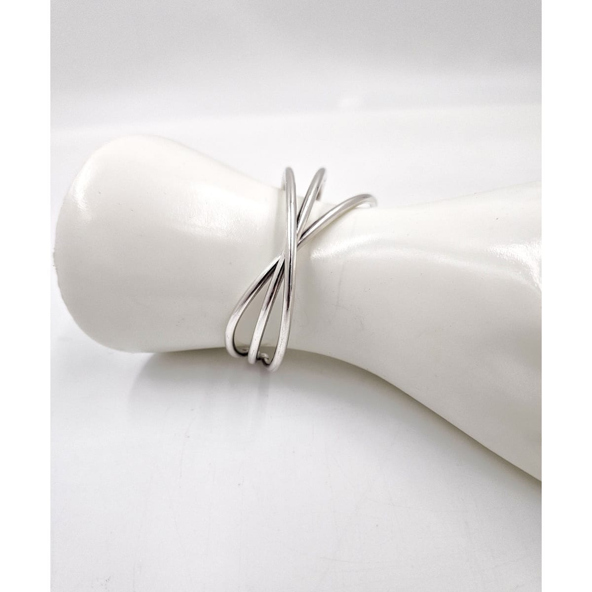 Hans Hansen Jewelry Rare Hans Hansen Denmark Sterling Silver 3 Bar Modernist Cuff Bracelet 1970&