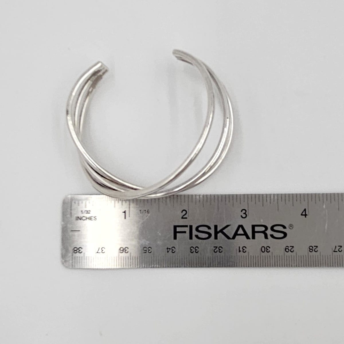 Hans Hansen Jewelry Rare Hans Hansen Denmark Sterling Silver 3 Bar Modernist Cuff Bracelet 1970&