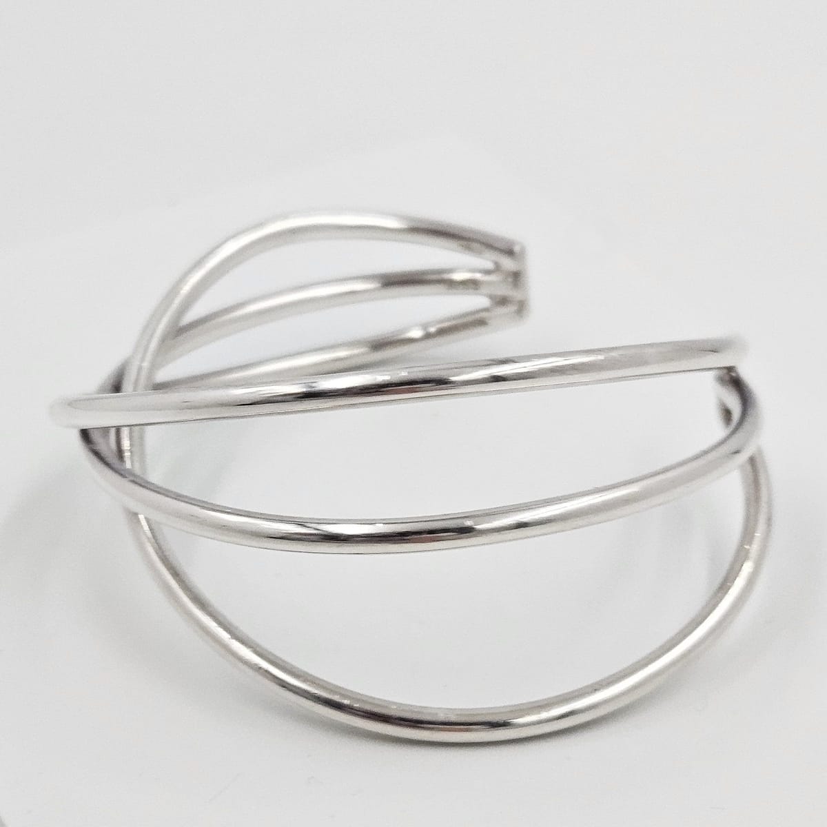 Hans Hansen Jewelry Rare Hans Hansen Denmark Sterling Silver 3 Bar Modernist Cuff Bracelet 1970&