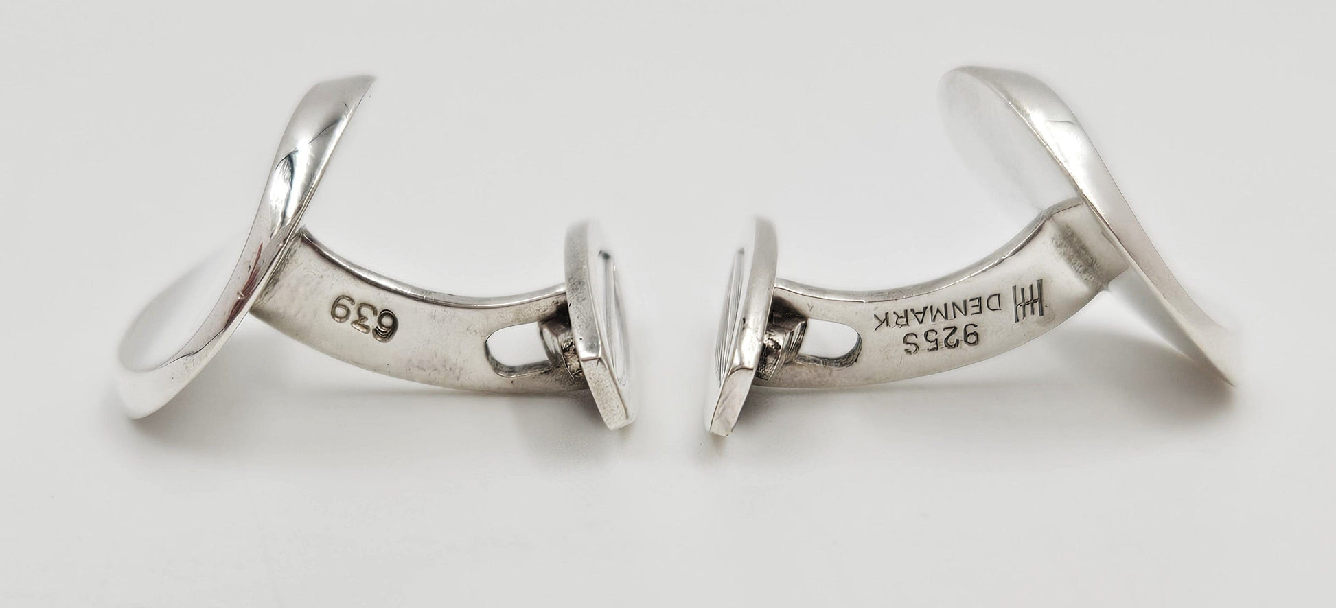 Hans Hansen Jewelry Superb Hans Hansen Denmark Sterling Silver Modernist Cufflinks #639 C 1970s