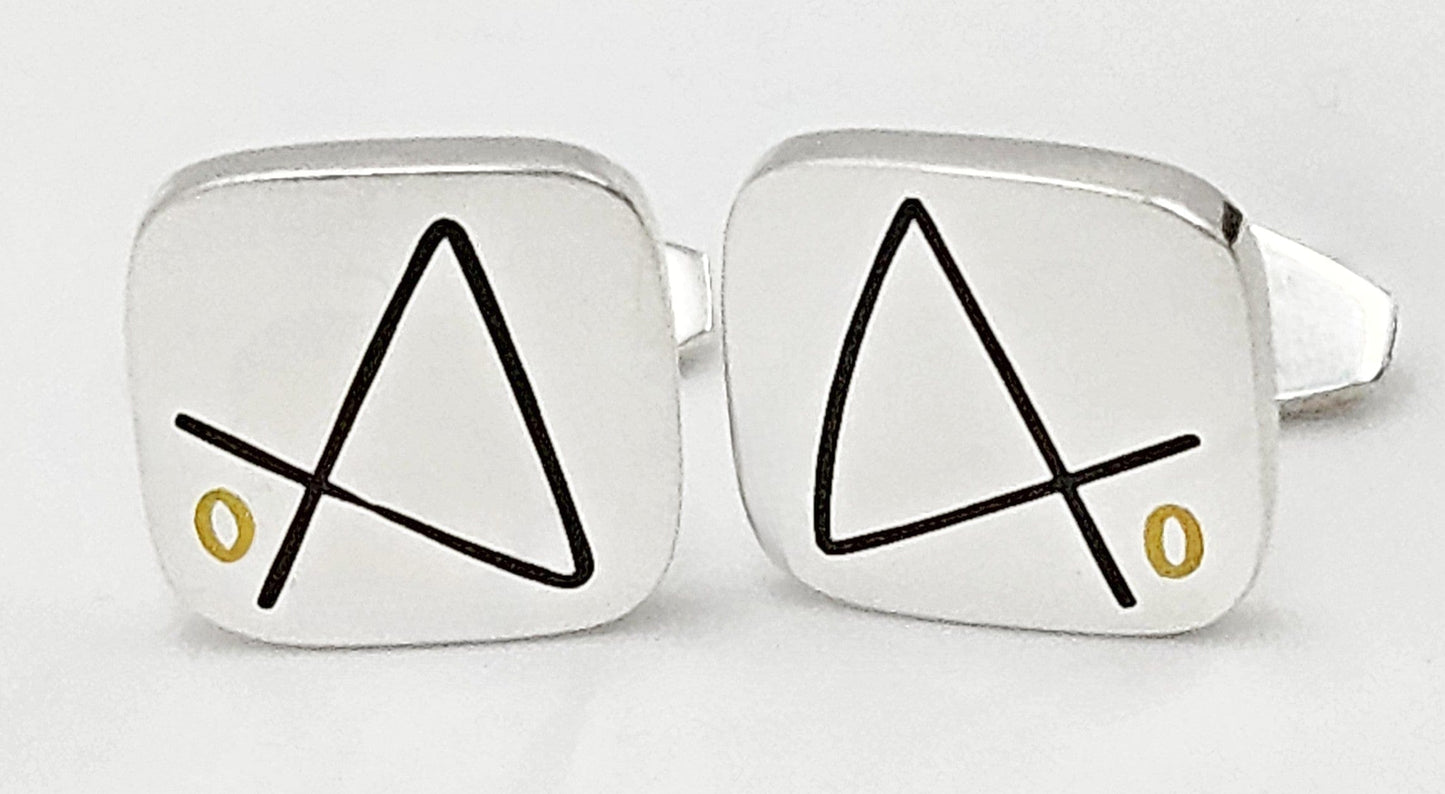 Hans Hansen Jewelry Superb Rare Hans Hansen Denmark Sterling & Enamel Modernist Cufflinks