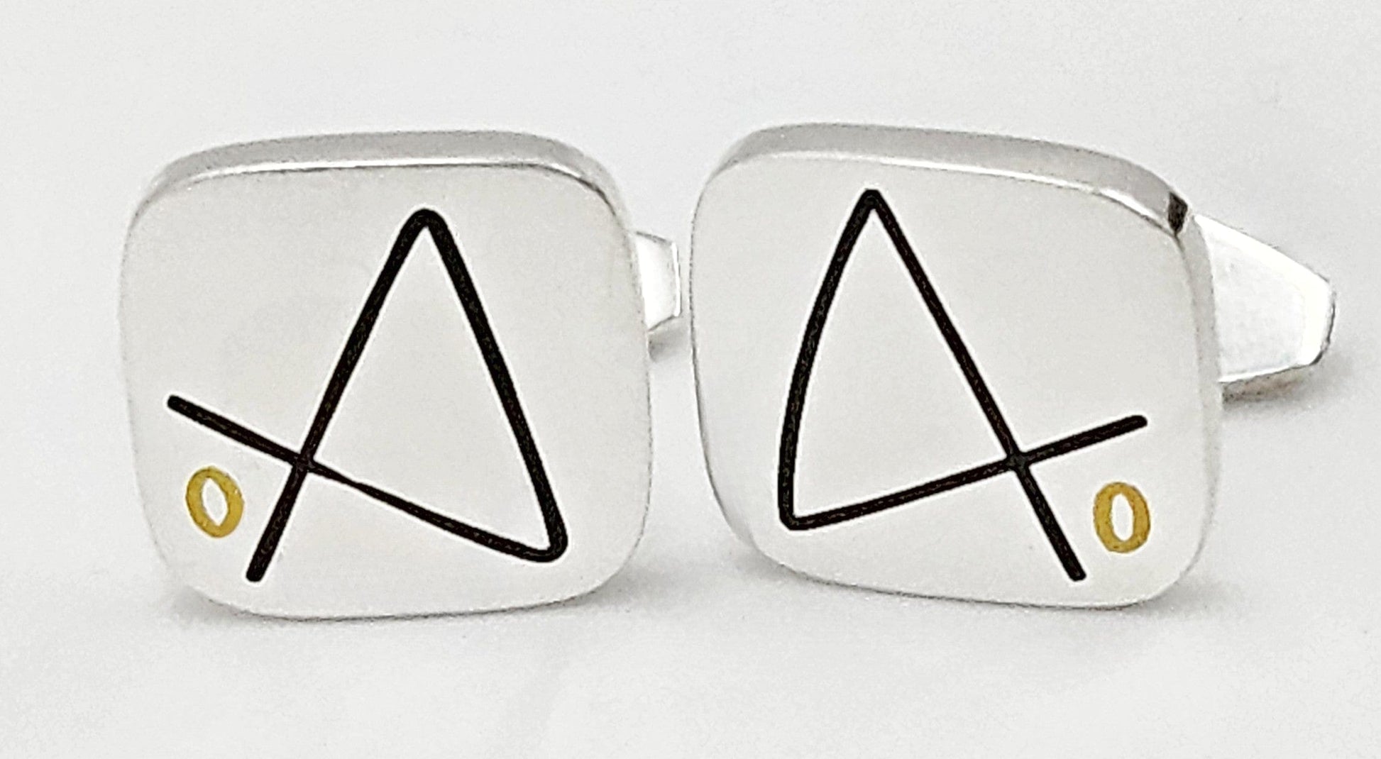 Hans Hansen Jewelry Superb Rare Hans Hansen Denmark Sterling & Enamel Modernist Cufflinks