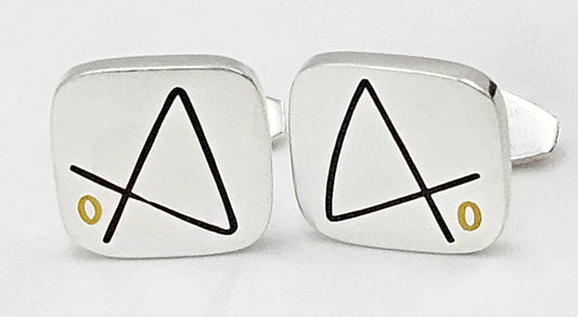 Hans Hansen Jewelry Superb Rare Hans Hansen Denmark Sterling & Enamel Modernist Cufflinks