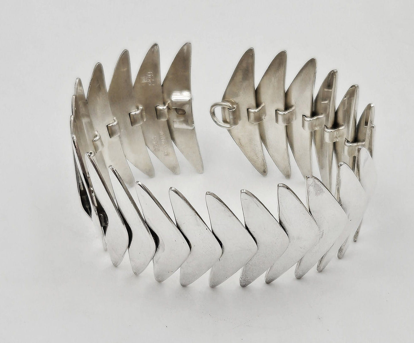 Hans Hansen Jewelry Superb Rare Hans Hansen Denmark Sterling Modernist Articulating Bracelet 30s