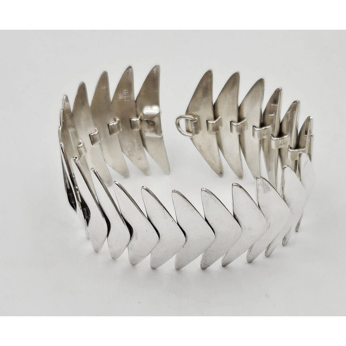 Hans Hansen Jewelry Superb Rare Hans Hansen Denmark Sterling Modernist Articulating Bracelet 30s