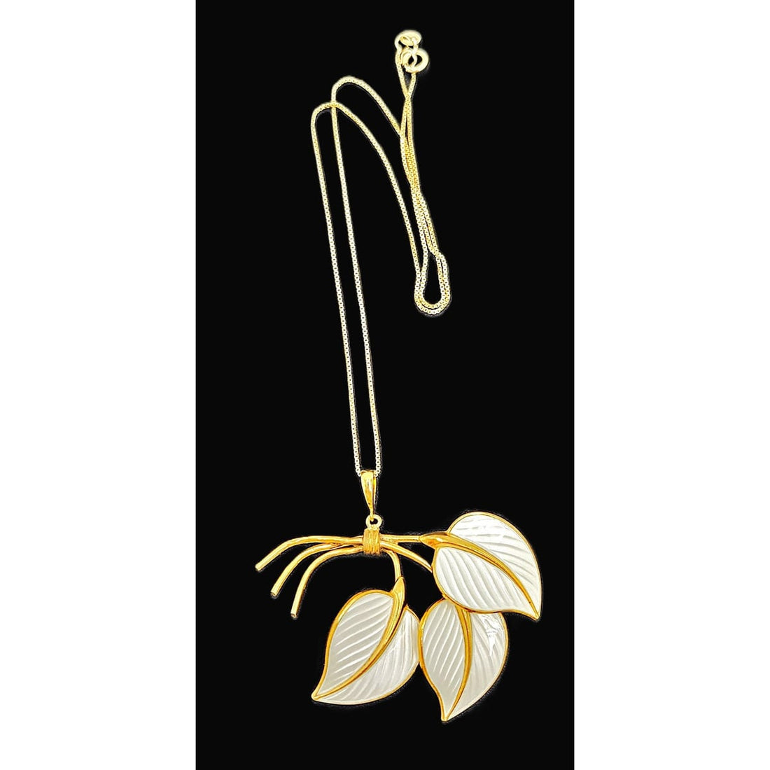 Hans Myhre Jewelry RARE Hans Myhre Norway Sterling Enamel Flower Leaves Pendant Necklace 50&