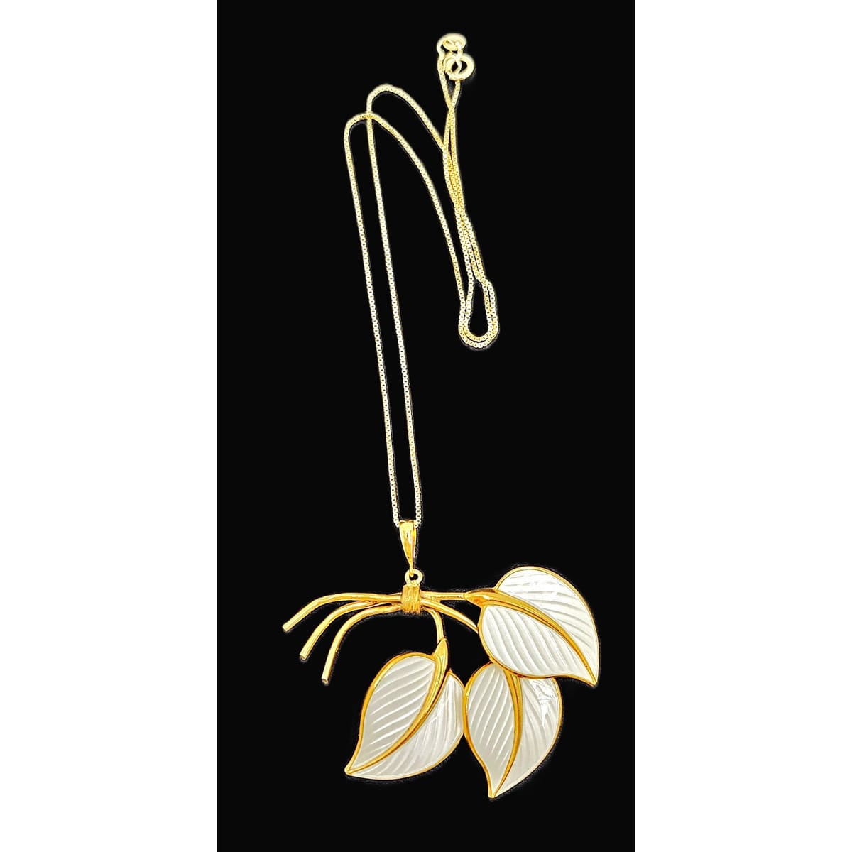 Hans Myhre Jewelry RARE Hans Myhre Norway Sterling Enamel Flower Leaves Pendant Necklace 50&