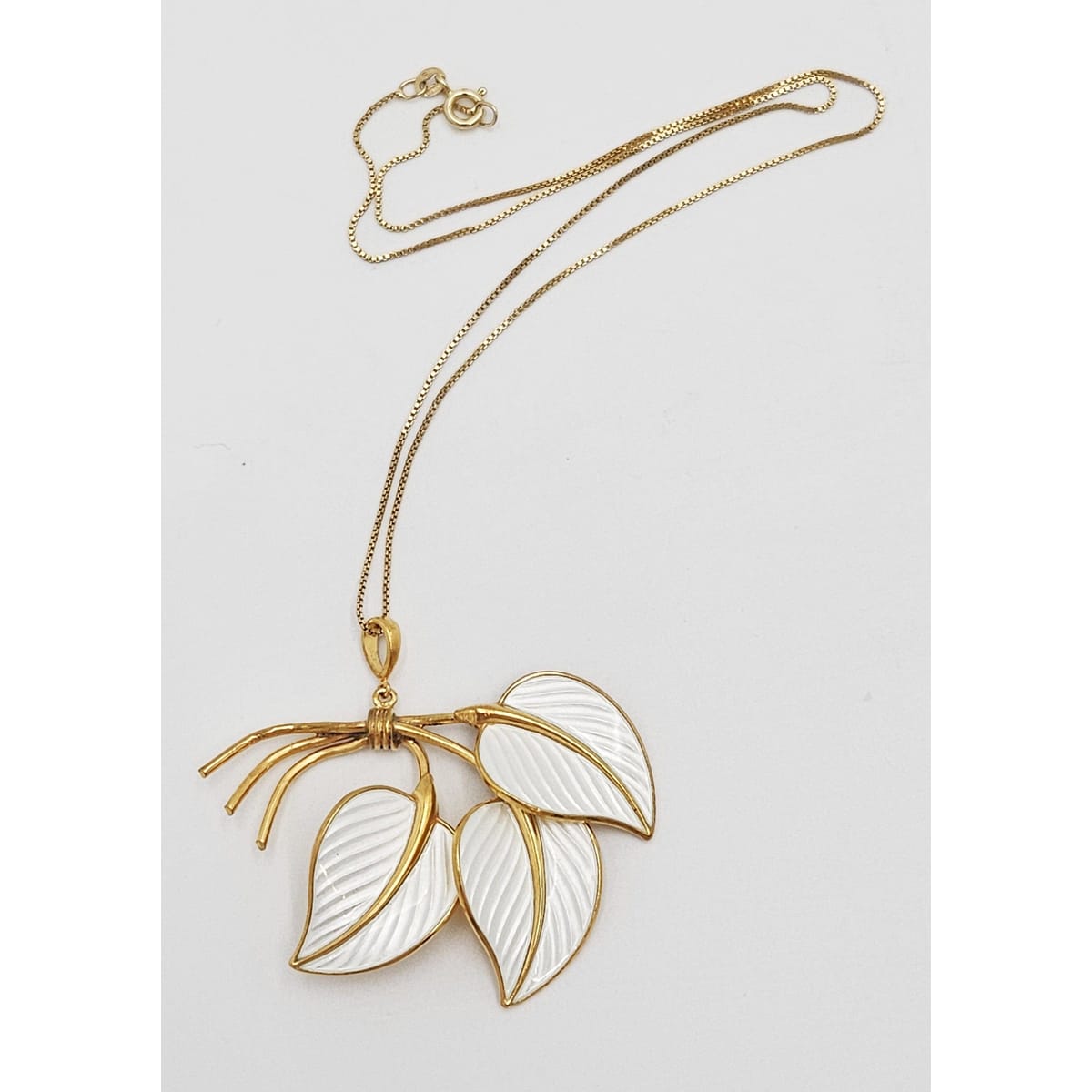 Hans Myhre Jewelry RARE Hans Myhre Norway Sterling Enamel Flower Leaves Pendant Necklace 50&