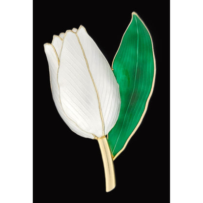 Hans Myhre Jewelry RARE Norway Hans Myhre Sterling + Enamel Large Tulip Flower Brooch 1950&