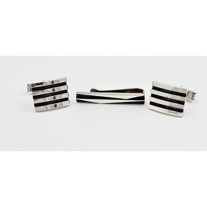 Harold Fithian Jewelry Rare Superb Harold Fithian Sterling Modernist Tie Clip &amp; Cufflinks Circa 50/60s