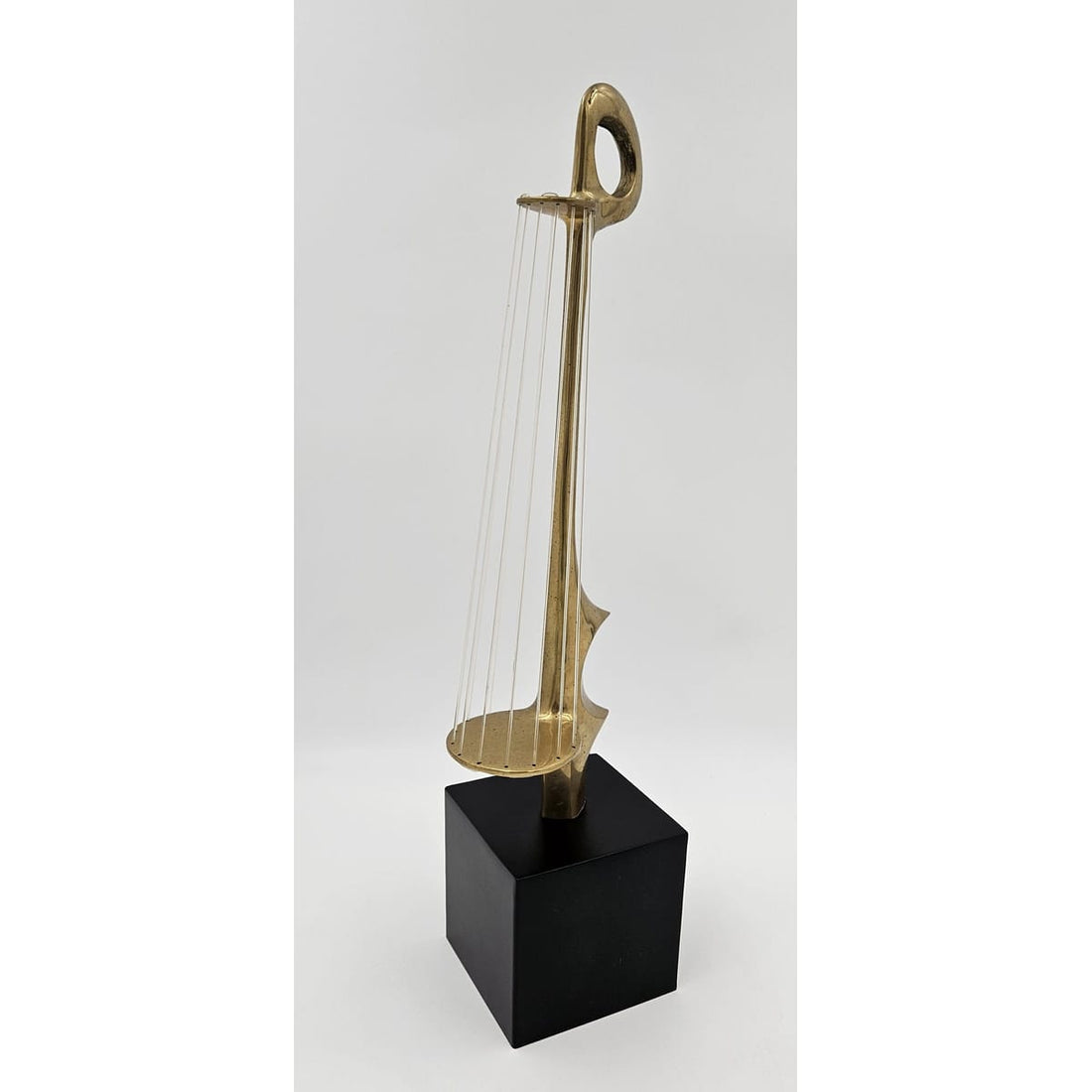 Hattakitkosol Somchal Sculpture Superb H. Somchal Bronze Abstract Modernist String Instrument Sculpture 1970s
